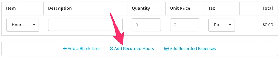 Harpoon Add Recorded Hours