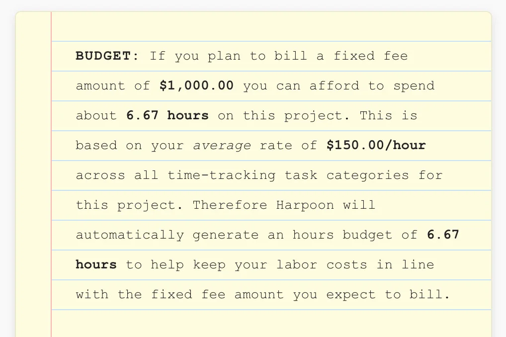 Harpoon Budget Calculator