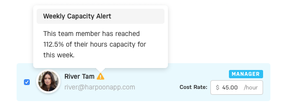 Harpoon Capacity Warning