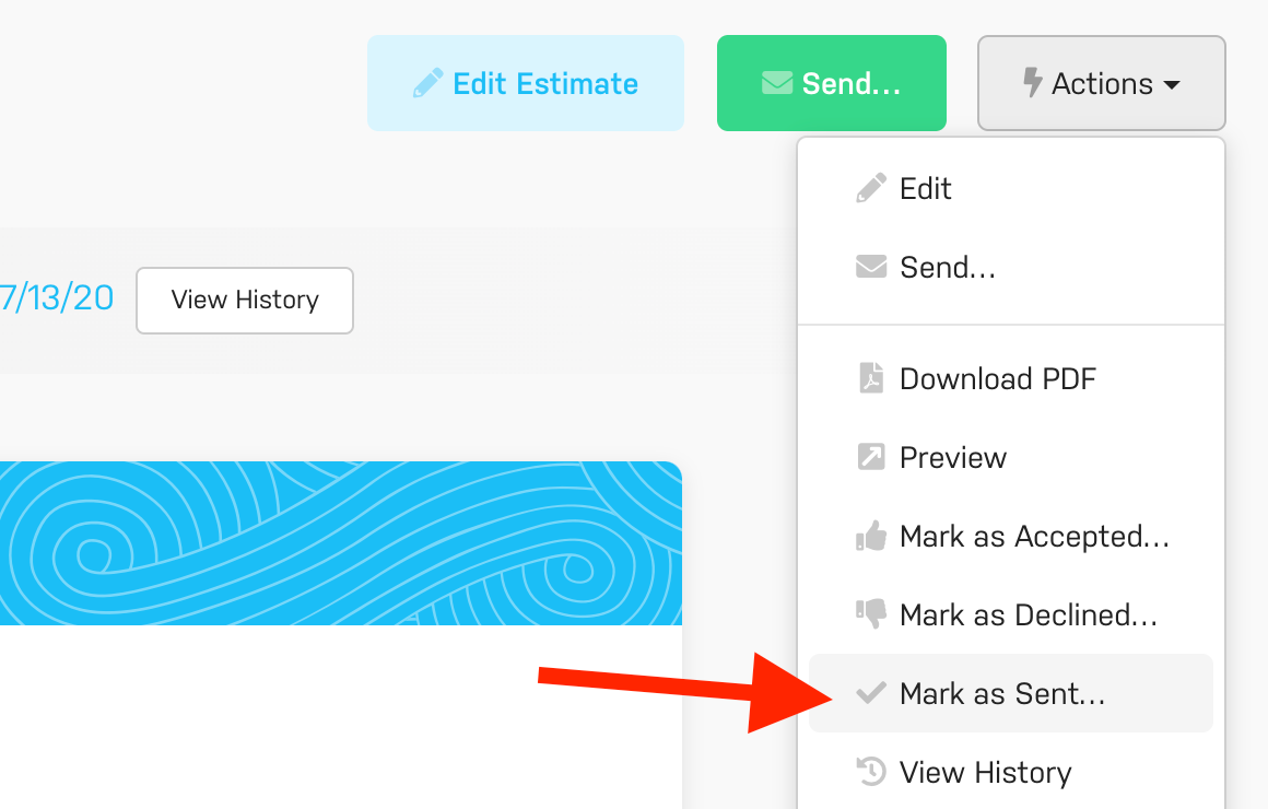 Harpoon Estimates Mark As Sent