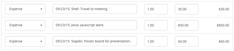 Harpoon Expenses Invoice Line Items