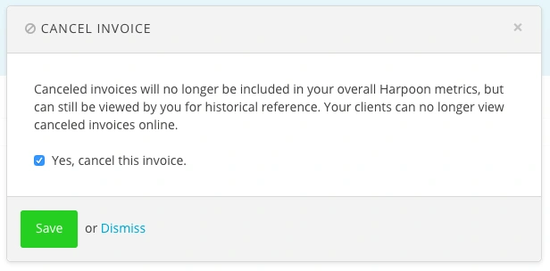 Harpoon Invoice Cancel Confirmation