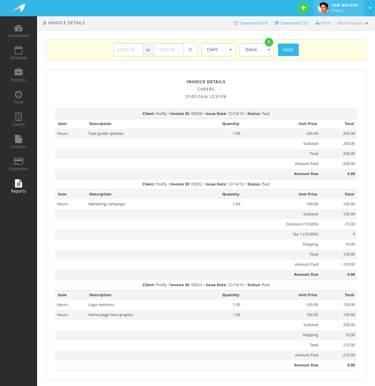 Harpoon Invoice Details Report