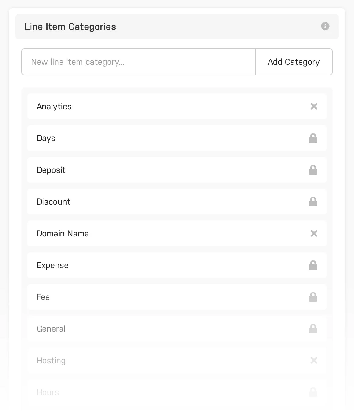 Harpoon Line Item Categories