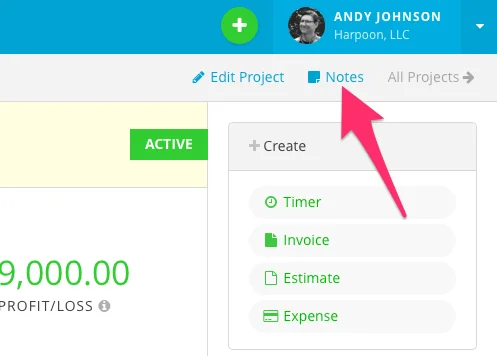 Harpoon Notes Title Bar