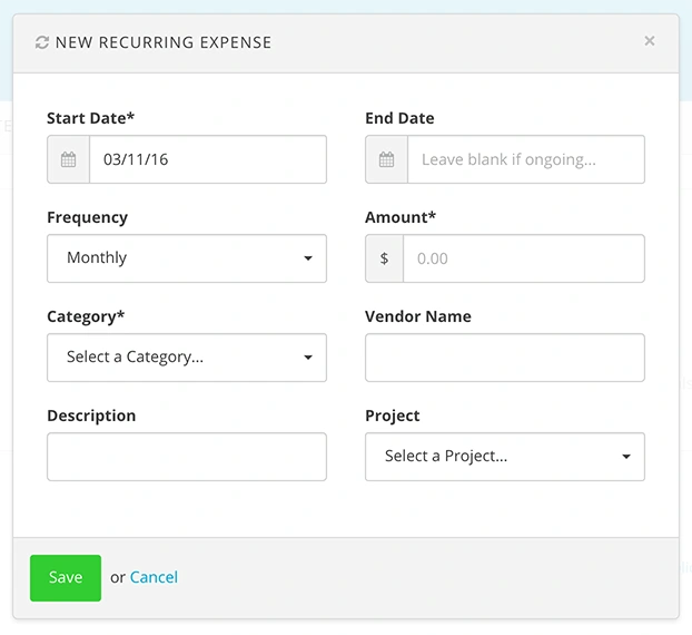 Harpoon Recurring Expense Form