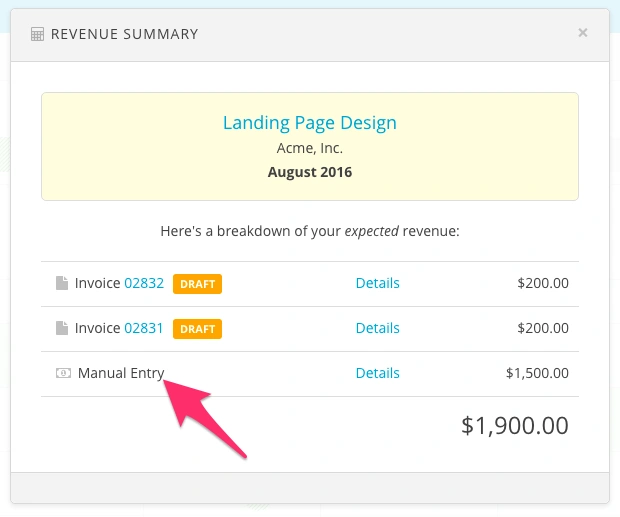 Harpoon Schedule Revenue Summary
