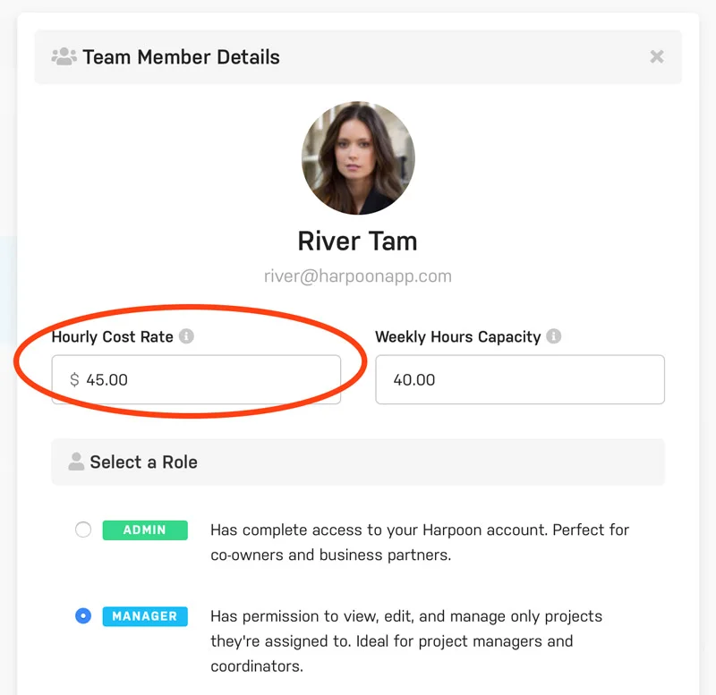 Harpoon Team Cost Rate