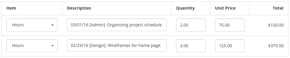 Time Tracking Invoice