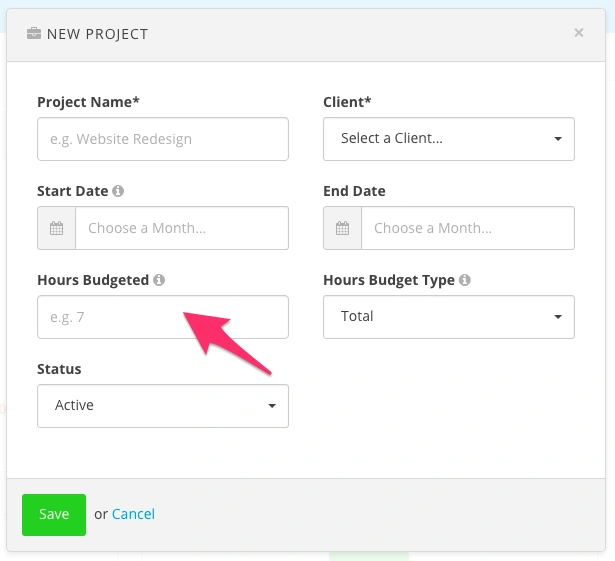 Project Form Hours Budgeted