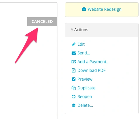 Harpoon invoice cancel status