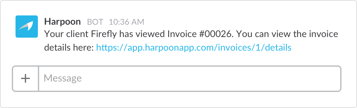 Harpoon slack message