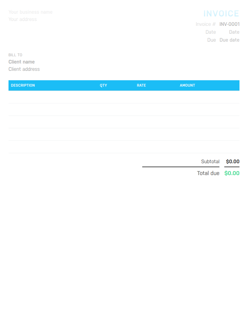 Preview of the Harpoon blank invoice template
